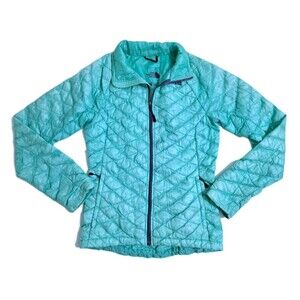 North Face Green Blue Emerald Thermoball Puffer Jacket Coat Women's XS Packable